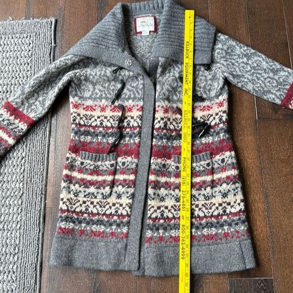 Bob Timberlake chunky lambswool duster cardigan sweater womens size XL red gray - Picture 11 of 11